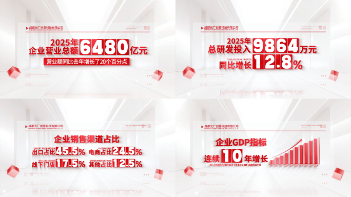 简洁红色党政数据文字包装展示