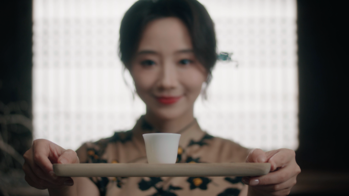 茶艺流程旗袍女子品茗茶道东方女性优雅茶道
