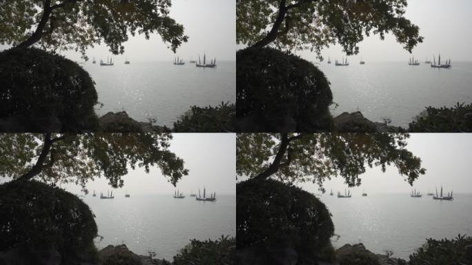鼋头渚七桅帆船湖光山色帆影点点