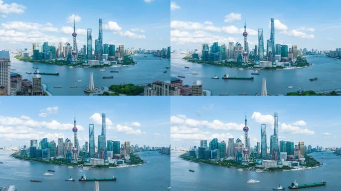 航拍上海陆家嘴城市风光