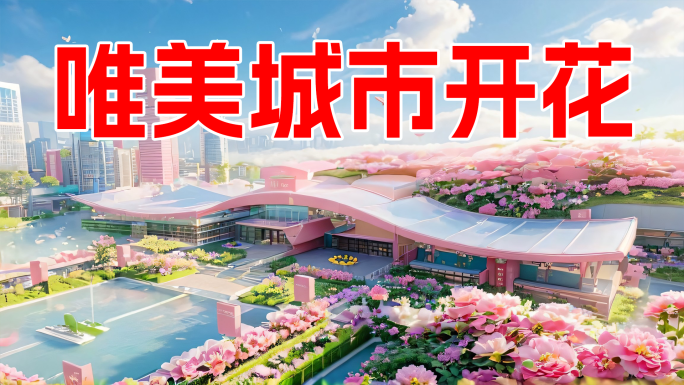 唯美大气深圳上海北京地标建筑开花万物开花