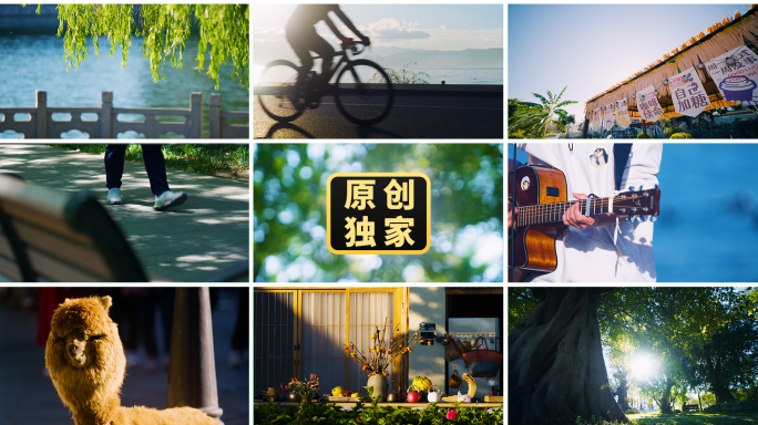 城市人文美好幸福生活公园逆光户外骑行运动