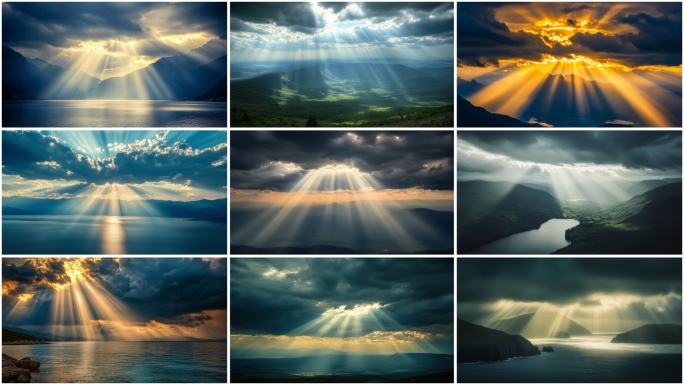 云层延时阳光穿透云层 丁达尔耶稣光