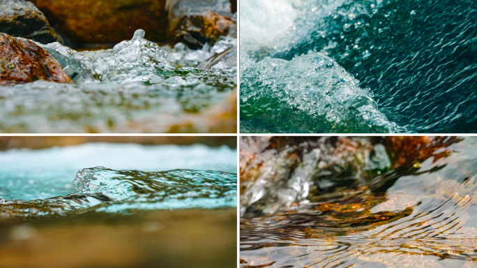 春天自然山涧溪流溪水流水山泉水瀑布流水