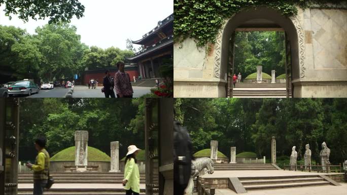 纪录空镜 游客游览岳王庙岳飞墓一组