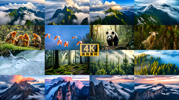 秦岭四宝森林山脉自然风光生物多样性