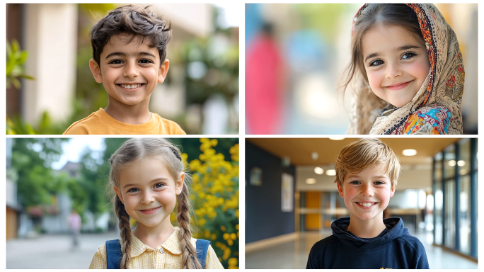 外国小孩笑脸微笑世界各国儿童