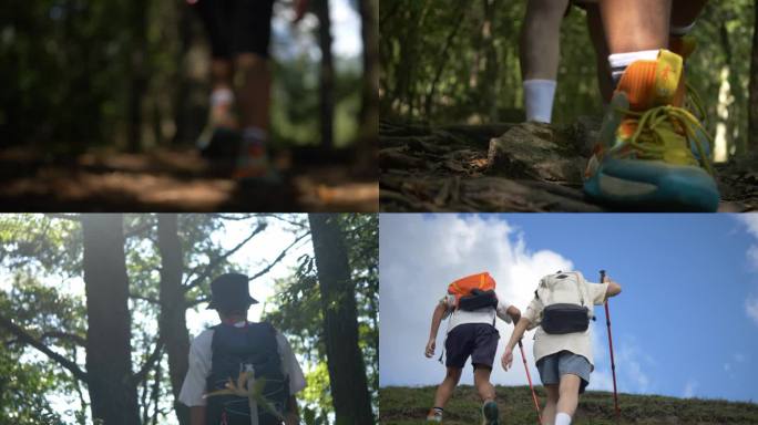 徒步登山运动山间徒步旅行