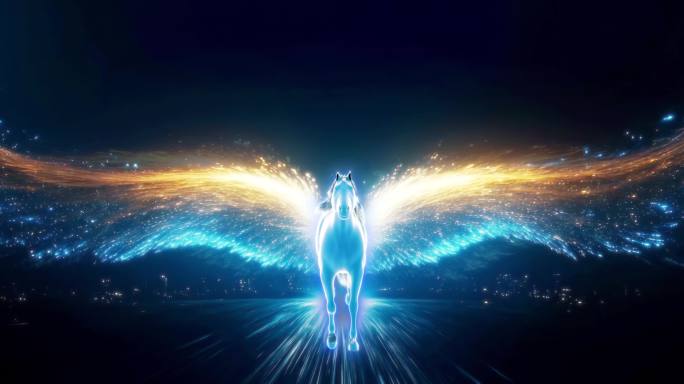 6K 光粒子飞马奔跑梦幻特效 背景视频