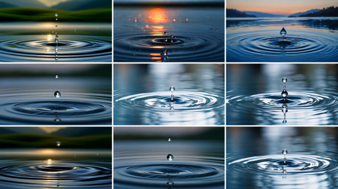 水滴涟漪的宁静瞬间