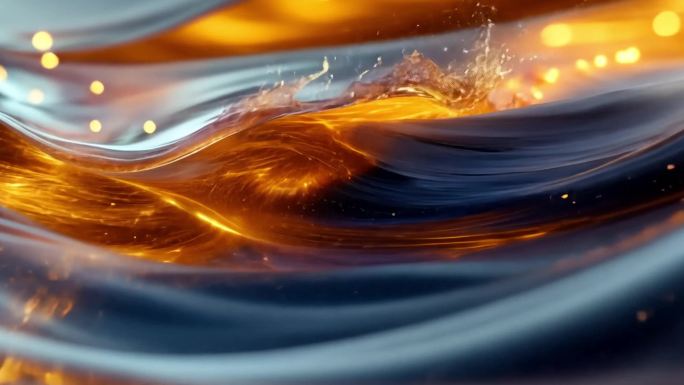 片头 金色流体光影变幻 梦幻流金波光粼粼