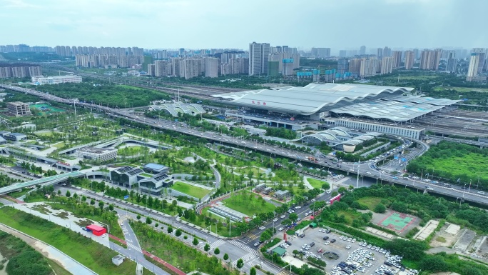长沙南站航拍素材
