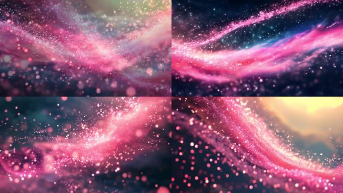 粉色唯美流光粒子星空舞台背景视频