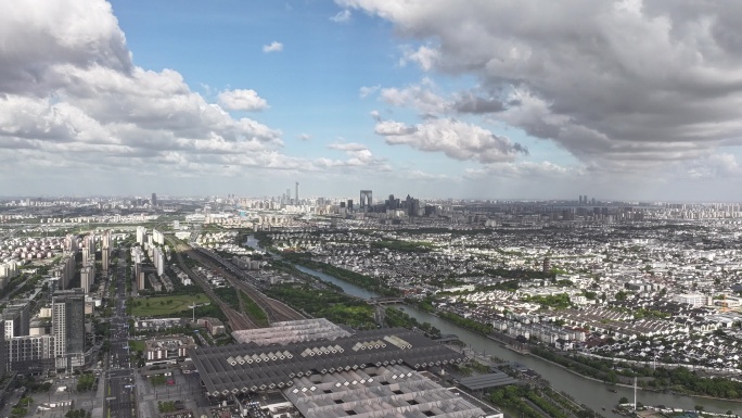 苏州 古城区 现代化城市建筑群 延时航拍