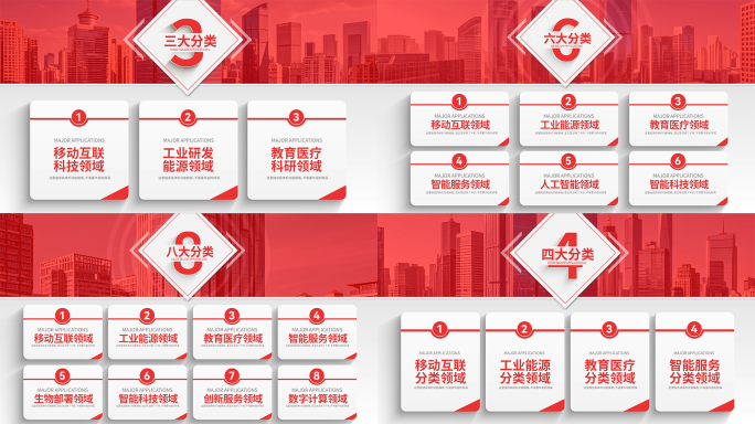 简洁红色分类数据文字展示