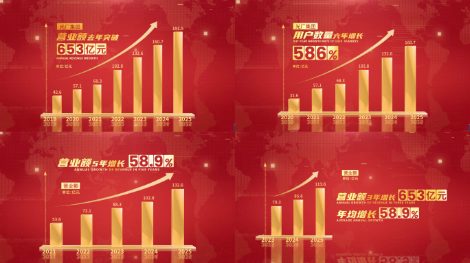 红色柱状图数据图表【2-8】