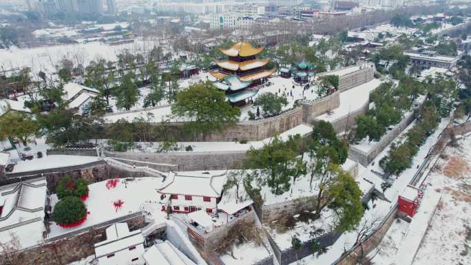 岳阳城市宣传片岳阳冬日雪景城市风光雪景
