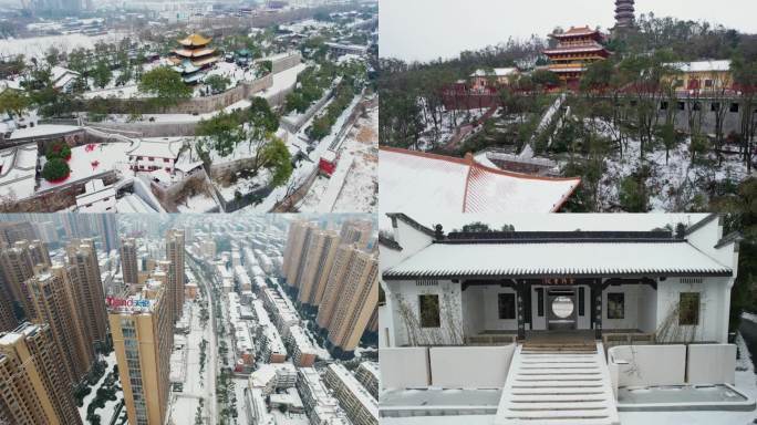 岳阳城市宣传片岳阳冬日雪景城市风光雪景