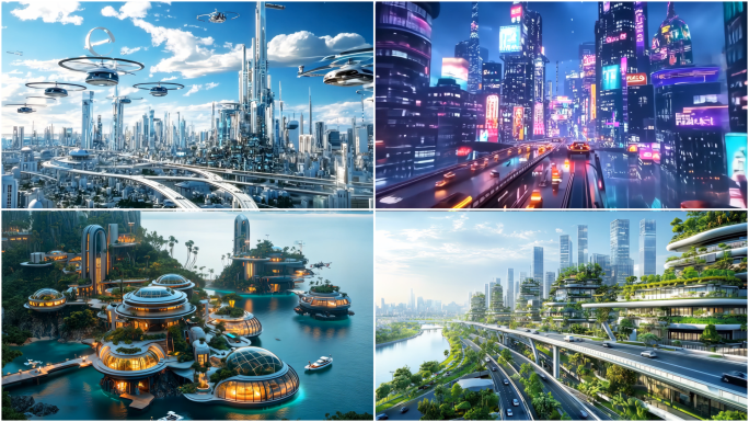 未来城市科幻城市赛博朋克城市未来交通出行
