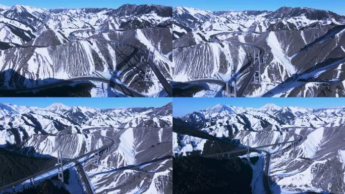 两段伊犁果子沟冬季航拍视频