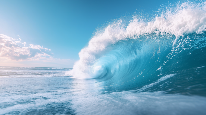 大海海浪浪花拍打海水海洋翻滚冲击海面素材