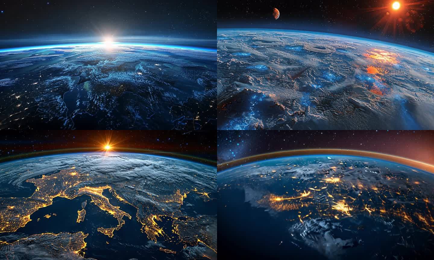 宇宙太空星球地球自转科技写实ai素材原创