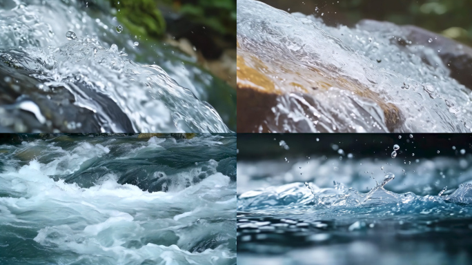 山间溪流潺潺流水溪流清澈溪水石间流淌