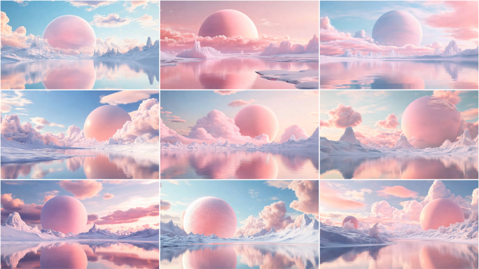 粉色星球概念超现实场景