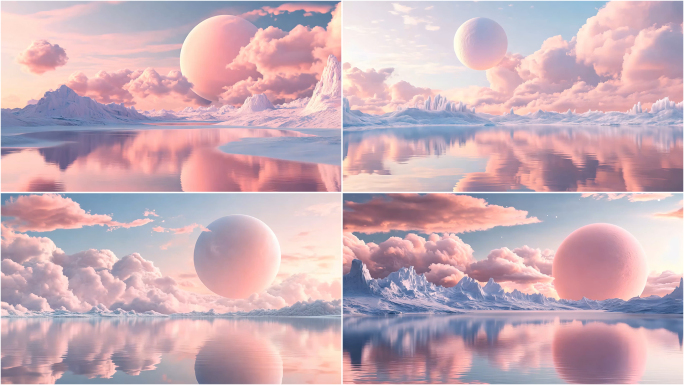 粉色星球概念超现实场景