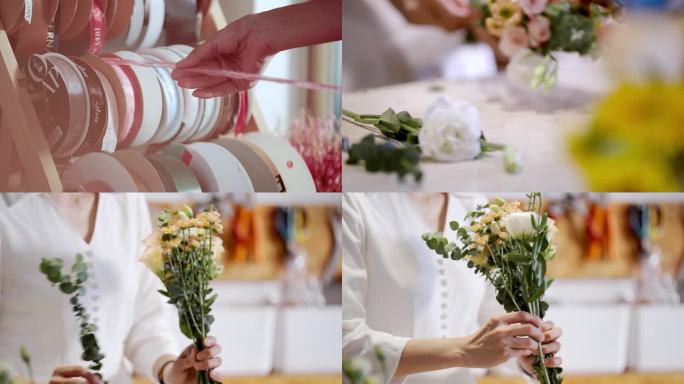 花艺师制作精美花束