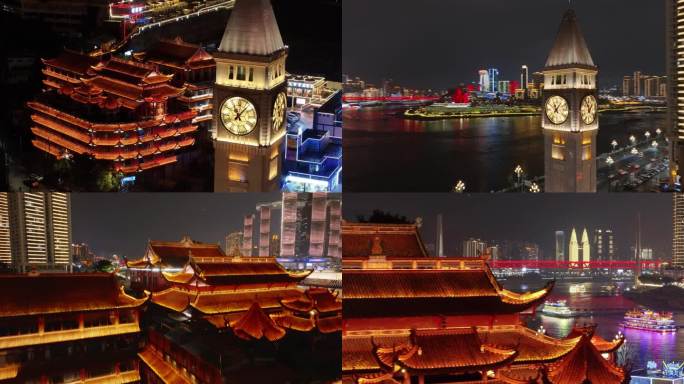 重庆千佛寺钟楼夜景航拍