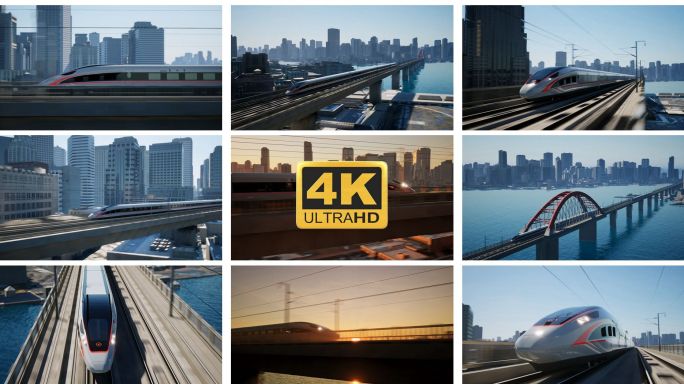 高铁复兴号城市穿梭跨海大桥高铁穿梭