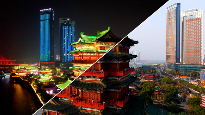 江西南昌滕王阁日间和夜景4K航拍素材合辑