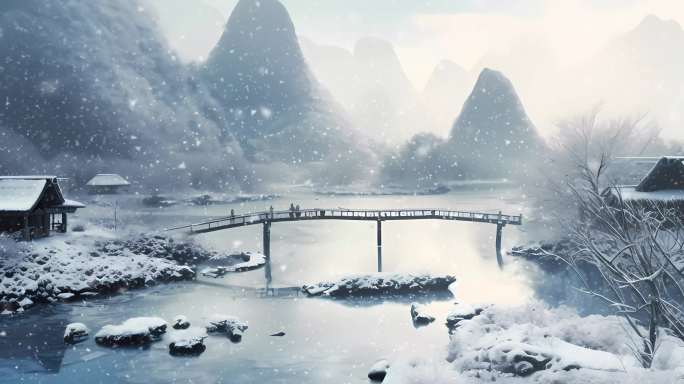 2款8k宽屏雪花合成素材 雪景唯美意境