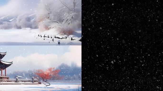 2款8k宽屏雪花合成素材 雪景唯美意境