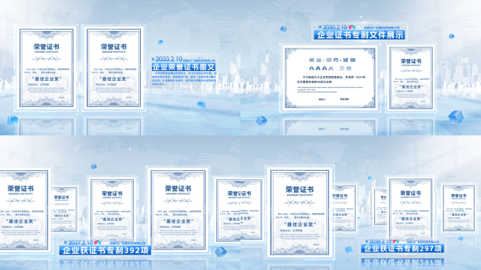 无插件）蓝色企业证书专利文件展示