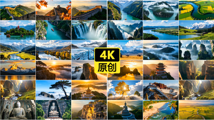 祖国长城文化风景山川河流大海宣传片