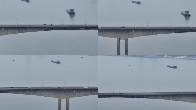 江面运输船只与桥梁