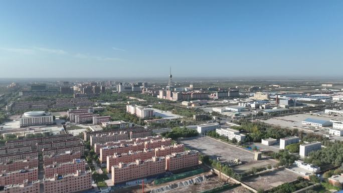 南疆城市建筑群航拍鸟瞰