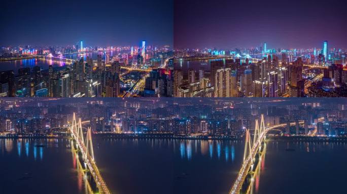 二七滨江商务区二七长江大桥夜景延时