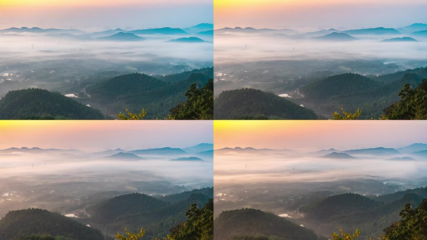 长沙跳马镇群山日出延时摄影