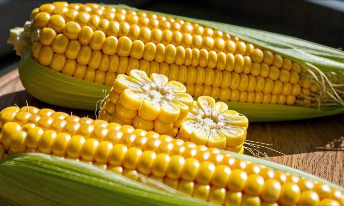 金黄饱满的新鲜玉米
