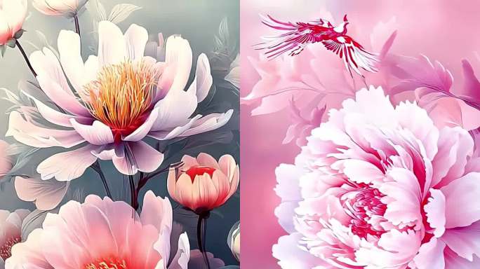 牡丹花 水墨意境花开富贵花开国潮东方美学