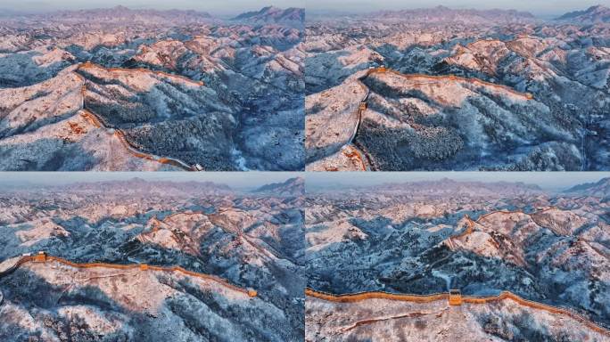 航拍雪后金山岭 4K实拍素材