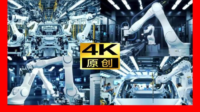 汽车制造新能源汽车工厂车间流水线机械臂