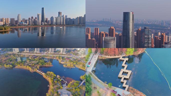 航拍武汉沙湖公园4K