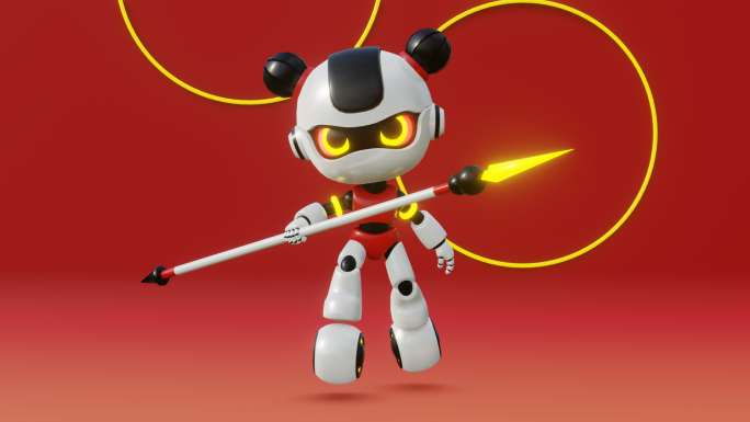 哪吒卡通机器人骨骼绑定Blender模型