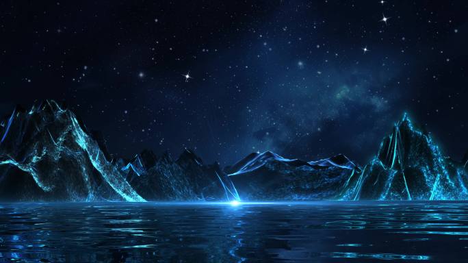 4K星空下的冰山湖面-无缝循环