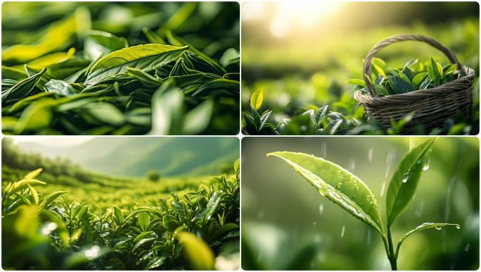 茶叶茶园茶龙井绿茶茶叶茶田茶山茶树茶水
