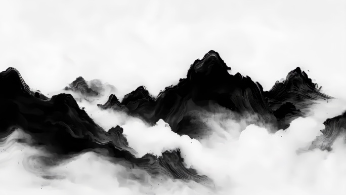 新中式水墨山水意境插画